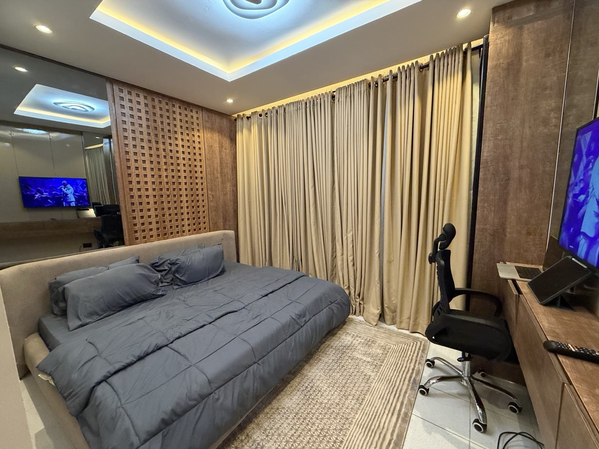 The Caramel Cove shortlet bedroom workspace - Lekki Phase 1 Lagos