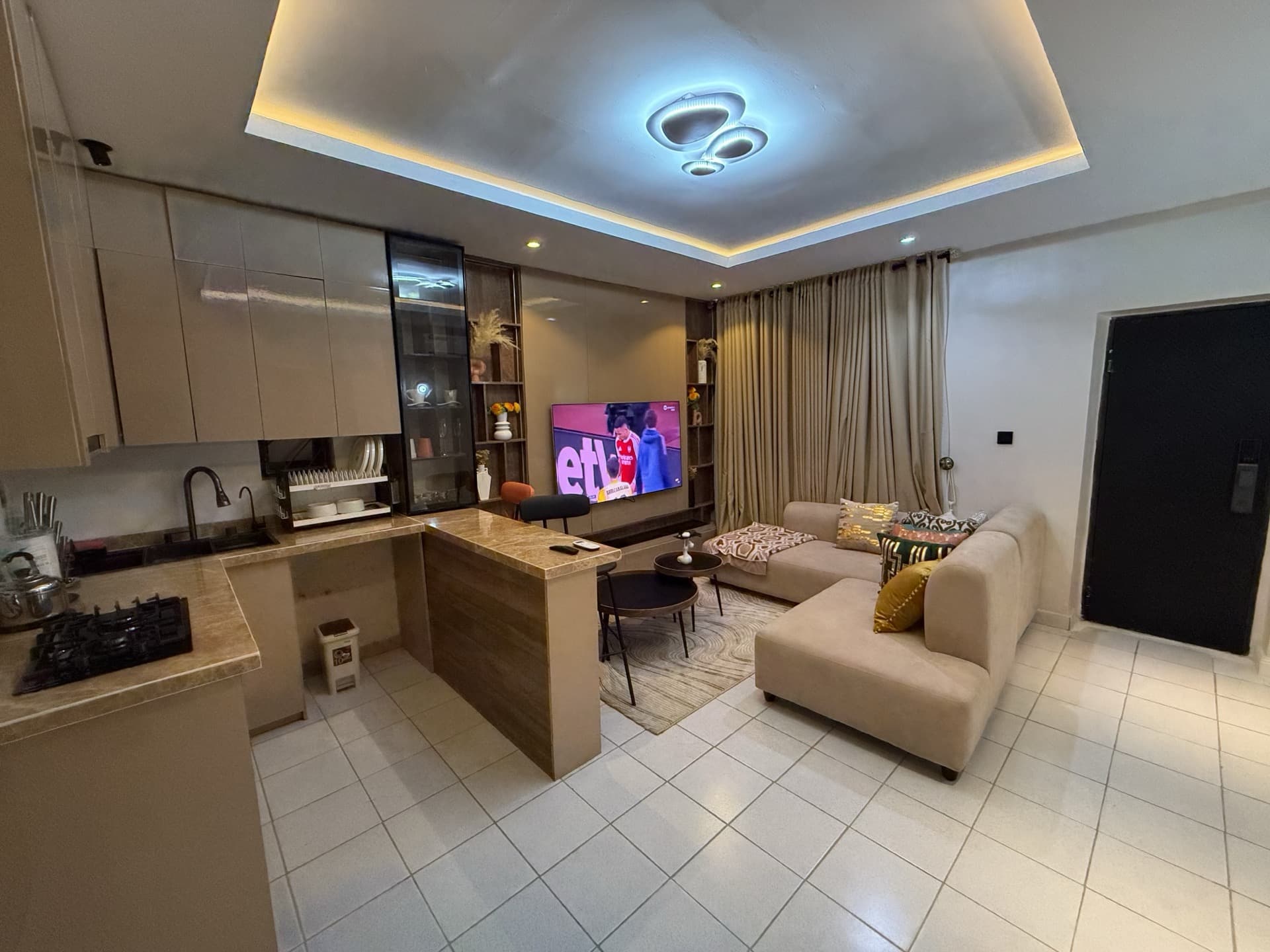 The Caramel Cove shortlet garden evening setup - Lekki Phase 1 Lagos