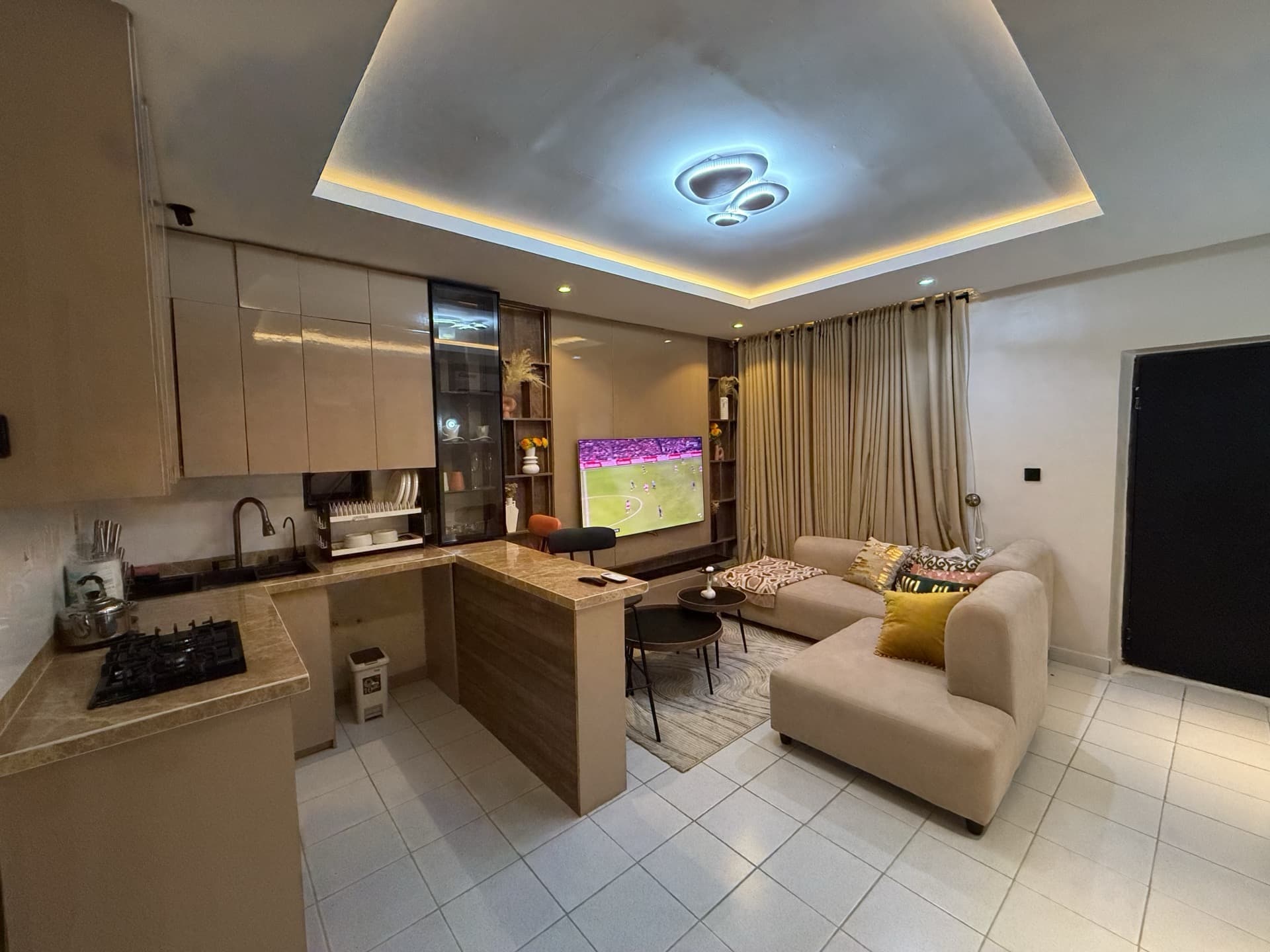 The Caramel Cove shortlet kitchen island - Lekki Phase 1 Lagos